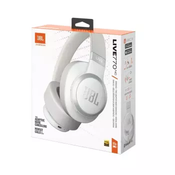 Auscultadores JBL Live 770NC over-ear, sem fios, chamadas/música, Bluetooth, branco