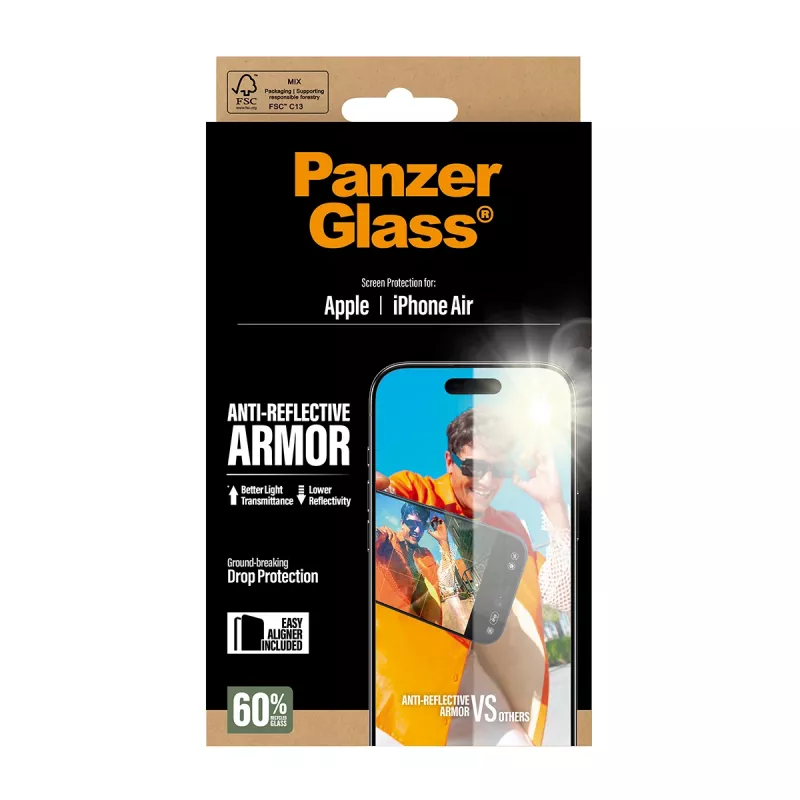 Película de proteção de ecrã PanzerGlass Anti-Reflective Armor iPhone Air resistente a riscos e choques