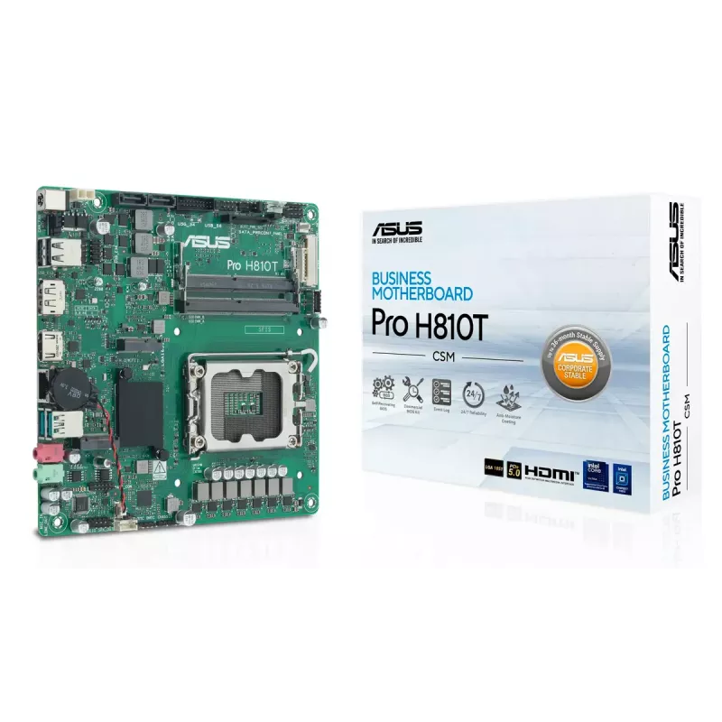 Placa-mãe ASUS Pro H810T-CSM Intel H810 LGA 1851 Mini ITX DDR5 128GB