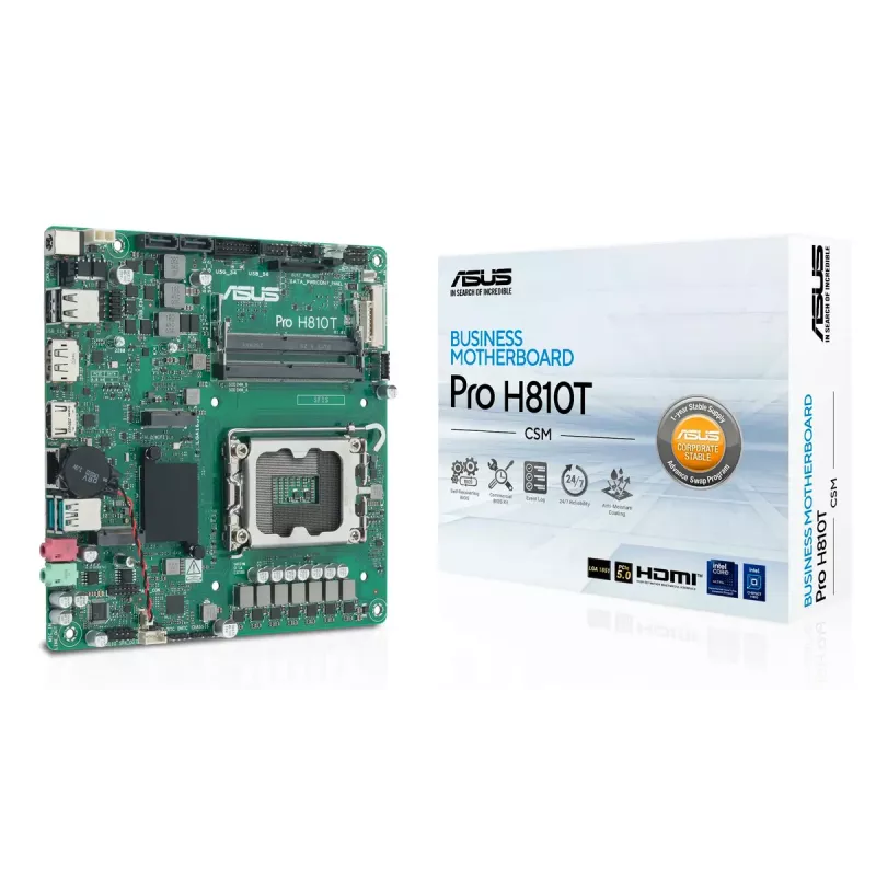 Placa-mãe ASUS Pro H810T-CSM Intel H810 LGA 1851 Mini ITX DDR5 128GB
