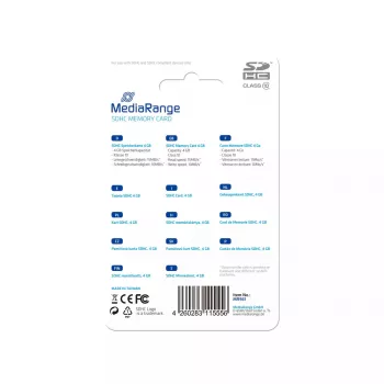 Memória flash MediaRange 4GB SDHC Classe 10 MR961