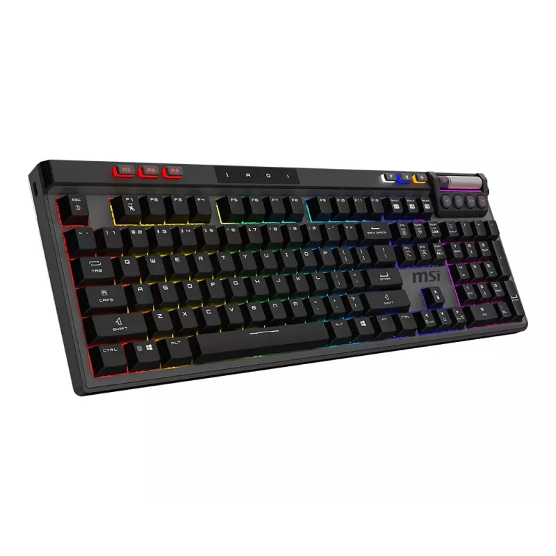 MSI Strike Pro Teclado gaming mecânico silencioso sem fios, disposição DE (QWERTZ), preto