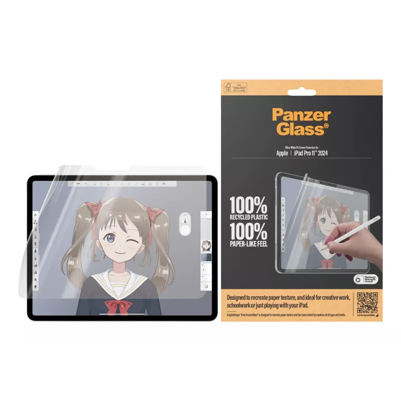 Película de proteção de ecrã PanzerGlass ® GraphicPaper® iPad Pro 11 polegadas (2024-2025) | Ultra-Wide Fit