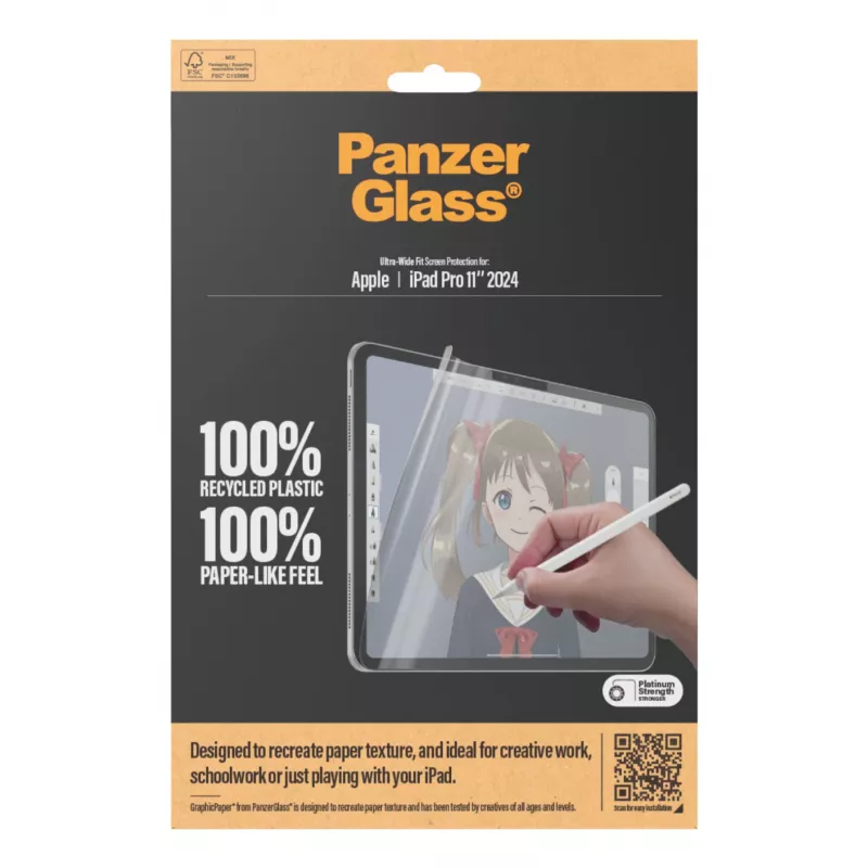 Película de proteção de ecrã PanzerGlass ® GraphicPaper® iPad Pro 11 polegadas (2024-2025) | Ultra-Wide Fit