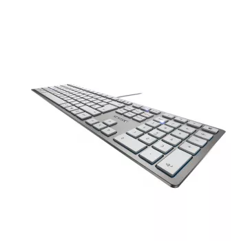 Teclado CHERRY KC 6000 fino universal USB AZERTY belga prateado, branco