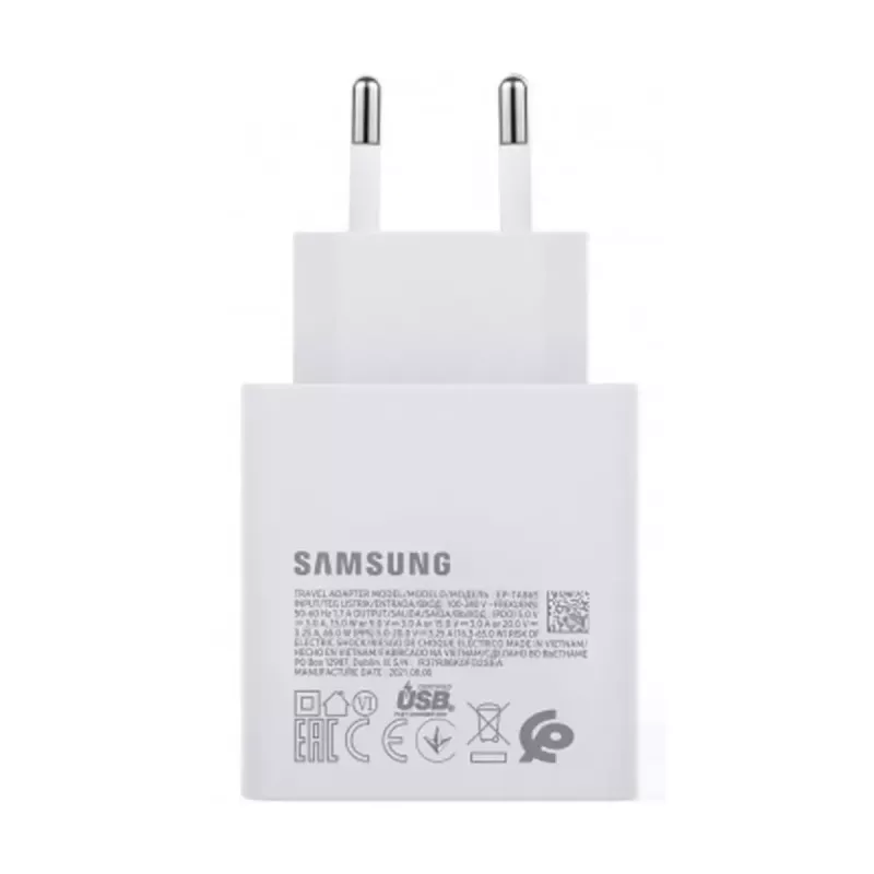 Carregador Samsung 65W PD USB-C TA865W Branco — Carregador rápido 65 W PD USB-C