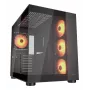 Caixa PC Midi-Tower COUGAR FV150 ARGB — Preto, ATX/MicroATX/Mini-ITX, 3x120 mm frente + 1x120 mm traseira, 2x3,5 polegadas & 2x2,5 polegadas baías