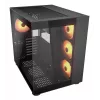 Caixa PC Midi-Tower COUGAR FV150 ARGB — Preto, ATX/MicroATX/Mini-ITX, 3x120 mm frente + 1x120 mm traseira, 2x3,5 polegadas & 2x2,5 polegadas baías