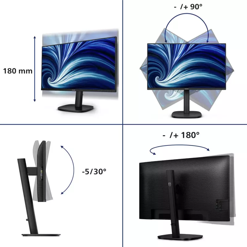 Philips 3000 series 24B2U3301D/00 Monitor de computador 61,2 cm (24,1 polegadas) 1920 x 1200 píxeis WUXGA LCD Preto