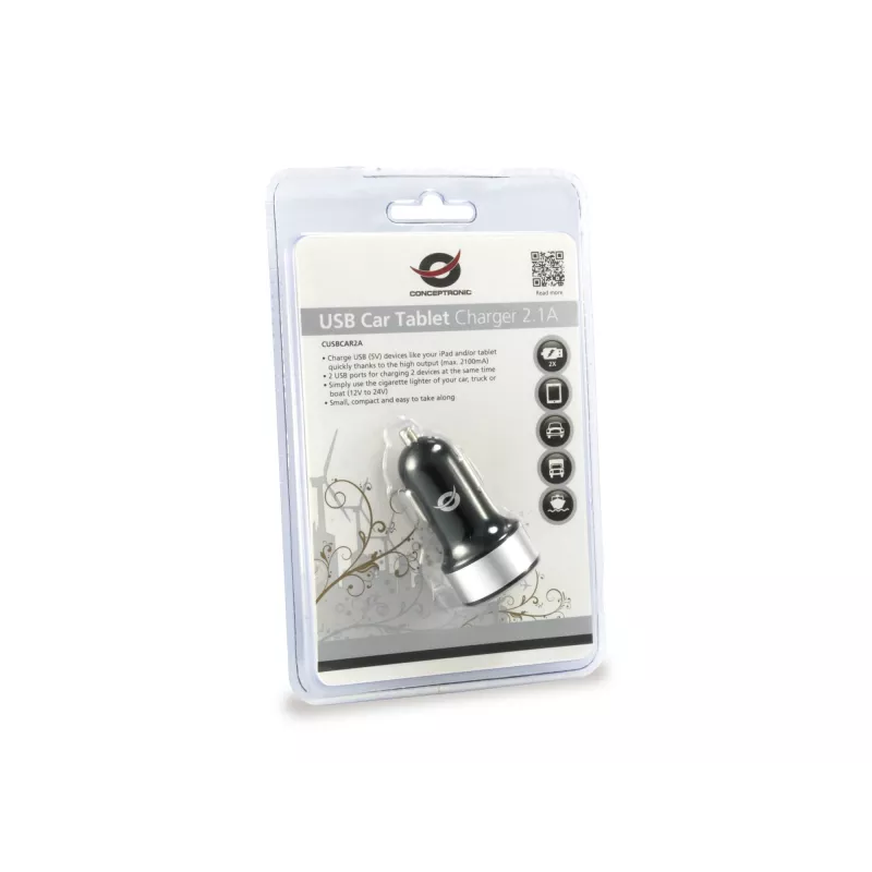 Carregador de automóvel Conceptronic CUSBCAR2A 2 portas USB 2.1A