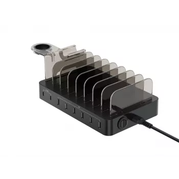 Conceptronic OZUL Estação de carregamento 8 portas 75W USB PD, Interior, AC, 12 V, Preto