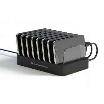Conceptronic OZUL Estação de carregamento 8 portas 75W USB PD, Interior, AC, 12 V, Preto