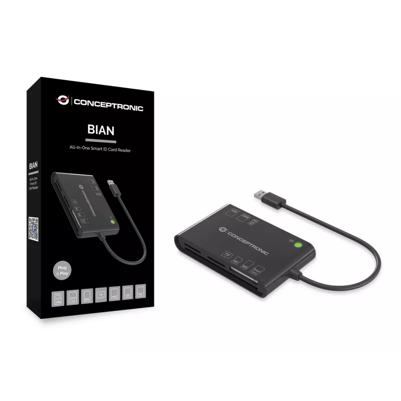 Conceptronic BIAN Leitor de cartões Smart ID tudo-em-um