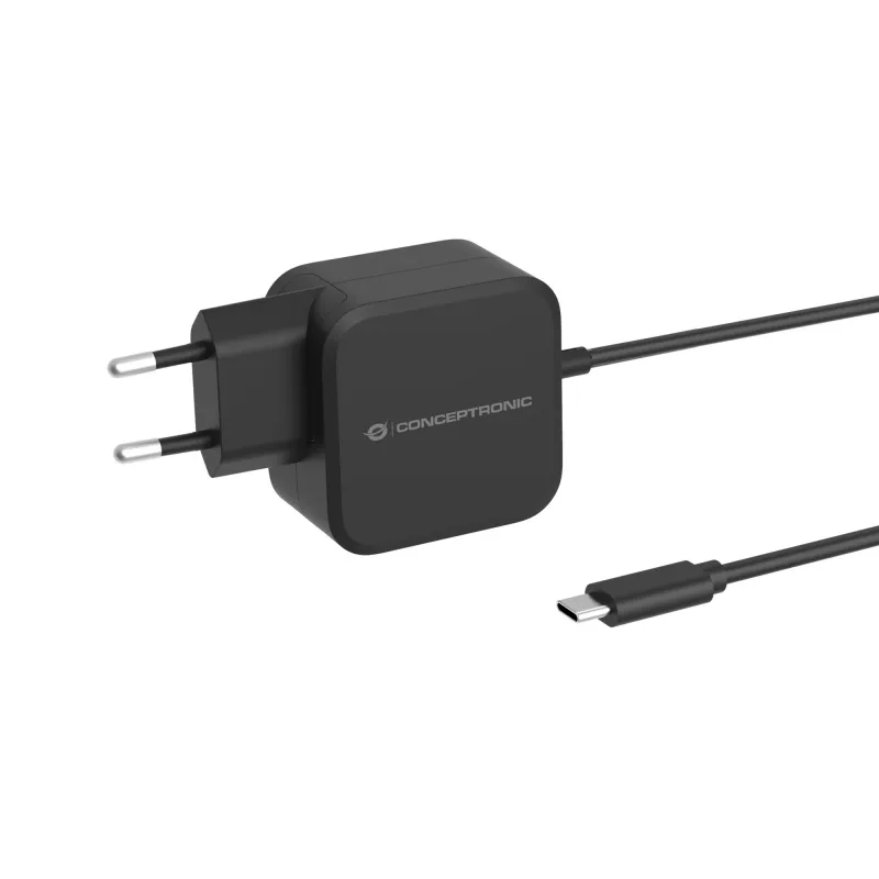 Conceptronic OZUL04BE Carregador 67W GaN USB PD, cabo USB-C integrado