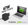 Conceptronic OZUL04BE Carregador 67W GaN USB PD, cabo USB-C integrado