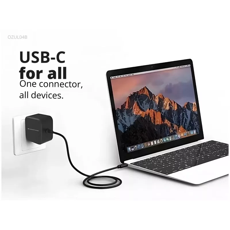 Conceptronic OZUL04BE Carregador 67W GaN USB PD, cabo USB-C integrado