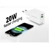 Conceptronic Carregador 2 portas 20W GaN USB PD, USB-C x 1, USB-A x 1 ALTHEA15W