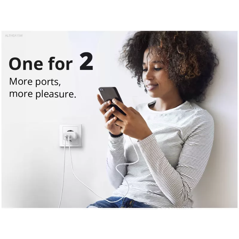 Conceptronic Carregador 2 portas 20W GaN USB PD, USB-C x 1, USB-A x 1 ALTHEA15W