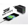 Conceptronic Carregador 2 portas 20W GaN USB PD, USB-C x 1, USB-A x 1, QC 3.0, PPS