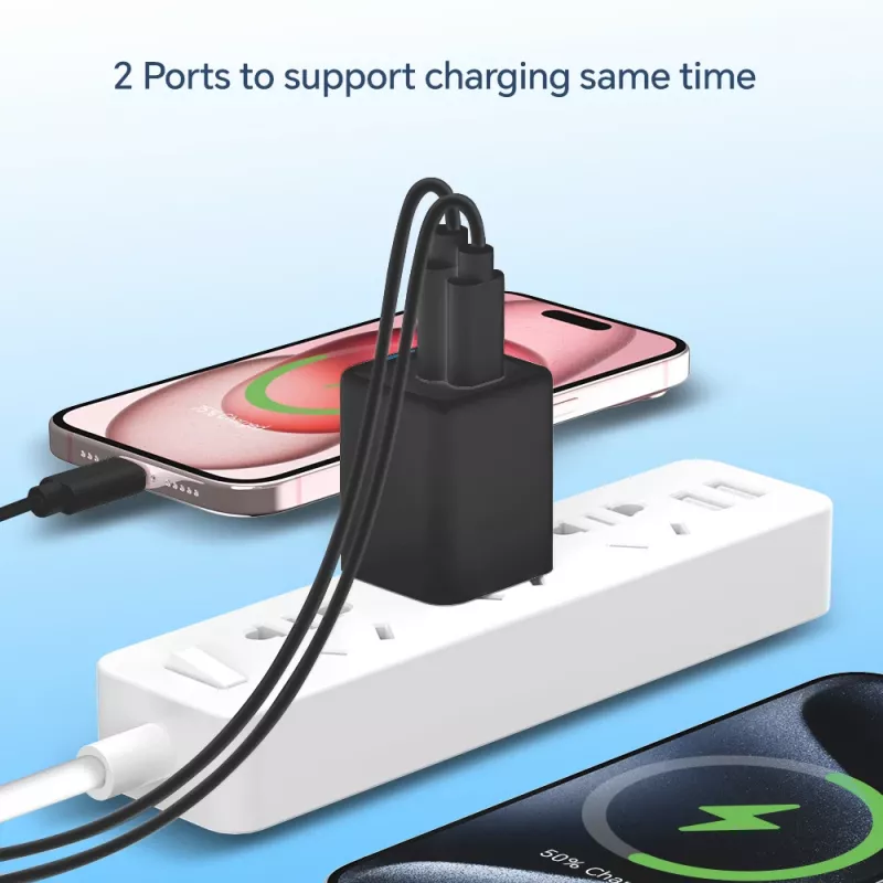 Conceptronic Carregador 2 portas 20W GaN USB PD, USB-C x 1, USB-A x 1, QC 3.0, PPS