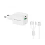Conceptronic Carregador 2 portas 33W GaN USB PD com cabo de carregamento 3em1, USB-C x 1, USB-A x 1, QC 3.0, PPS