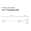 Conceptronic Carregador 2 portas 33W GaN USB PD com cabo de carregamento 3em1, USB-C x 1, USB-A x 1, QC 3.0, PPS