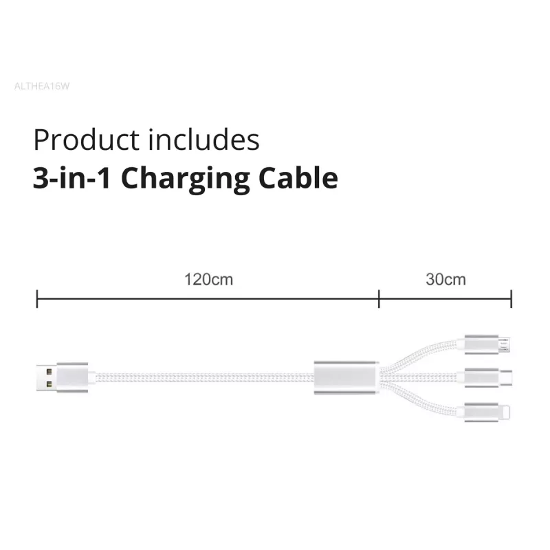 Conceptronic Carregador 2 portas 33W GaN USB PD com cabo de carregamento 3em1, USB-C x 1, USB-A x 1, QC 3.0, PPS