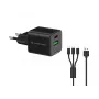 Conceptronic Carregador 2 portas 33W GaN USB PD com cabo de carregamento 3em1, USB-C x 1, USB-A x 1, QC 3.0, PPS