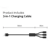 Conceptronic Carregador 2 portas 33W GaN USB PD com cabo de carregamento 3em1, USB-C x 1, USB-A x 1, QC 3.0, PPS