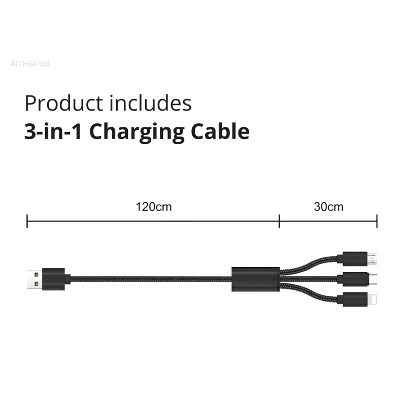 Conceptronic Carregador 2 portas 33W GaN USB PD com cabo de carregamento 3em1, USB-C x 1, USB-A x 1, QC 3.0, PPS