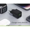 Conceptronic Carregador 2 portas 33W GaN USB PD com cabo de carregamento 3em1, USB-C x 1, USB-A x 1, QC 3.0, PPS