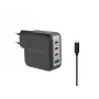 Conceptronic Carregador 4 portas 100W GaN USB PD com cabo de carregamento USB-C, USB-C x 3, USB-A x 1, QC 3.0, PPS