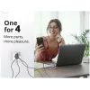 Conceptronic Carregador 4 portas 100W GaN USB PD com cabo de carregamento USB-C, USB-C x 3, USB-A x 1, QC 3.0, PPS
