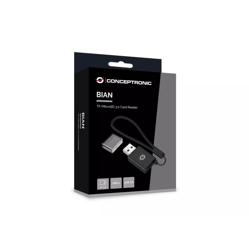 Conceptronic BIAN07B Leitor de cartões TF/MicroSD 3.0, UHS-I, USB 3.0, 5Gbps