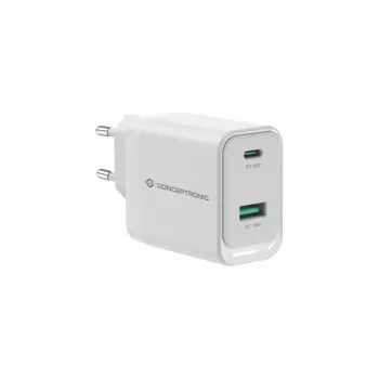 Conceptronic ALTHEA20W45 Carregador 2 portas 45W GaN USB PD, USB-C x 1, USB-A x 1, QC 3.0, PPS, PD 3.0