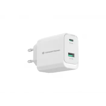 Conceptronic ALTHEA20W45 Carregador 2 portas 45W GaN USB PD, USB-C x 1, USB-A x 1, QC 3.0, PPS, PD 3.0