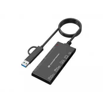 Leitor de cartões 7 em 1 CONCEPTRONIC BIAN10B — USB 3.2 Gen 1 Type-A/Type-C, CF/MMC/MS/SD/MicroSD/xD, preto