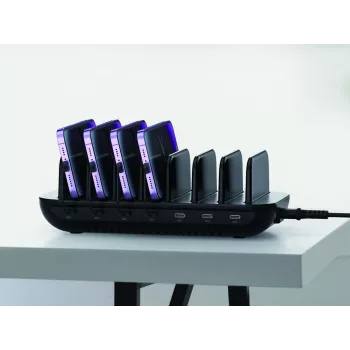 Estação de carregamento Conceptronic OZUL07B 160W 7 portas USB PD, USB-C x 7, PD 3.0