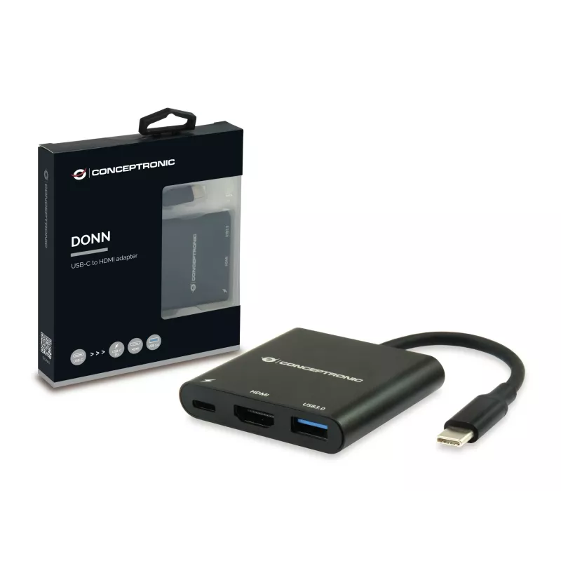 Dock para portátil/replicador de portas Conceptronic DONN01B USB 3.2 Gen 1 (3.1 Gen 1) Type-C preto