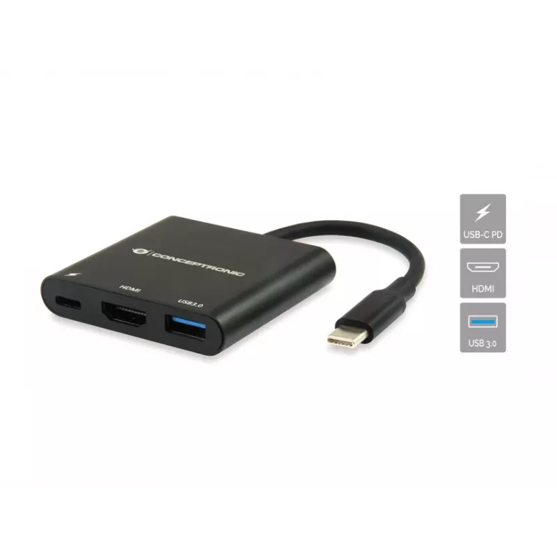 Dock para portátil/replicador de portas Conceptronic DONN01B USB 3.2 Gen 1 (3.1 Gen 1) Type-C preto