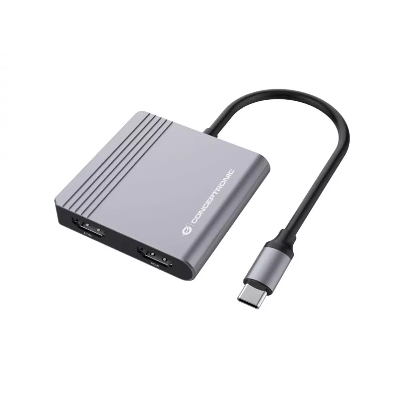 Dock para portátil/replicador de portas Conceptronic DONN13G com fios USB 3.2 Gen 1 (3.1 Gen 1) Type-C cinzento