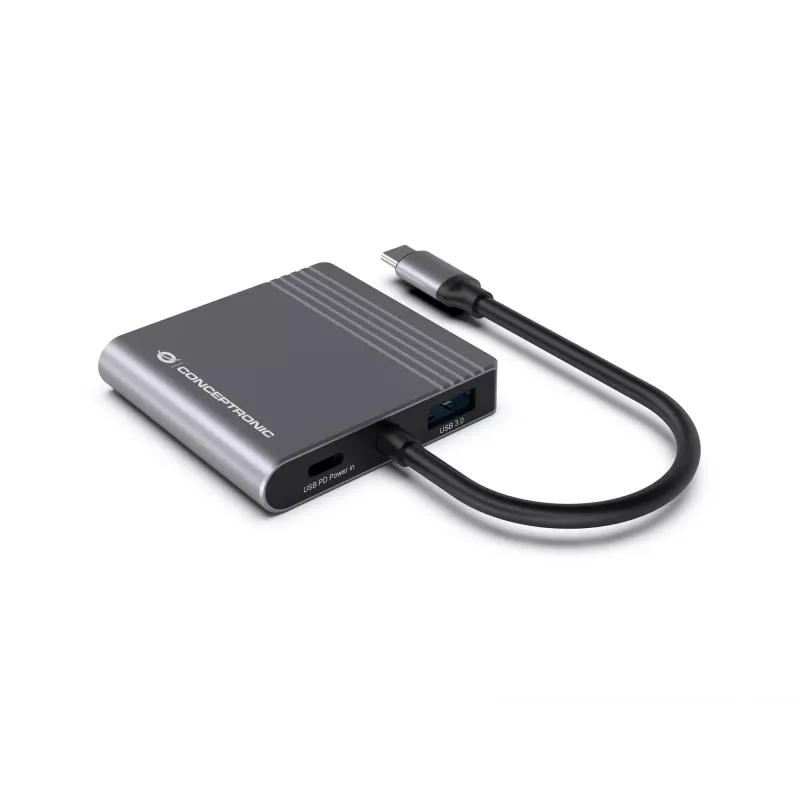 Dock para portátil/replicador de portas Conceptronic DONN13G com fios USB 3.2 Gen 1 (3.1 Gen 1) Type-C cinzento