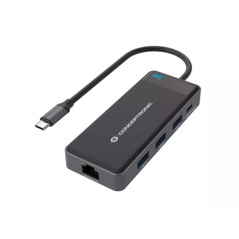 Dock para portátil/replicador de portas Conceptronic DONN14G com fios USB 3.2 Gen 1 (3.1 Gen 1) Type-C cinzento