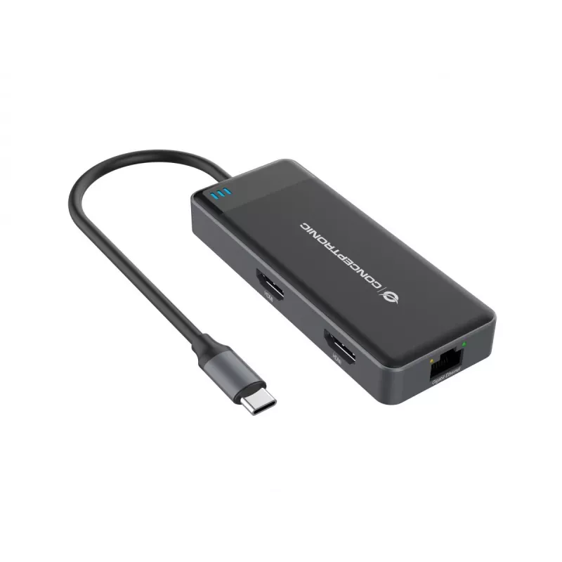 Dock para portátil/replicador de portas Conceptronic DONN14G com fios USB 3.2 Gen 1 (3.1 Gen 1) Type-C cinzento