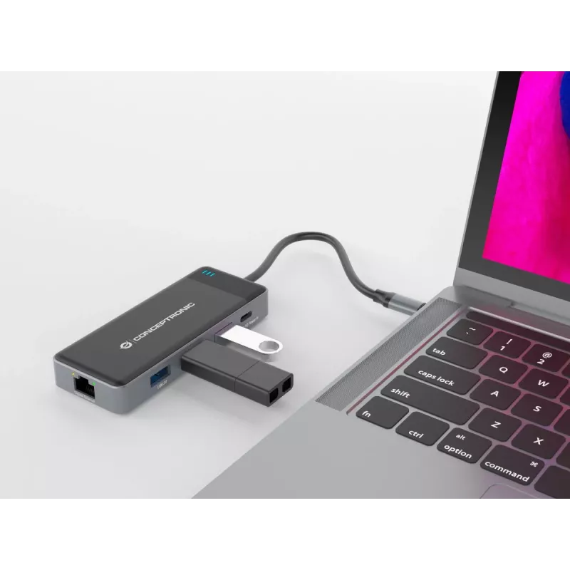 Dock para portátil/replicador de portas Conceptronic DONN14G com fios USB 3.2 Gen 1 (3.1 Gen 1) Type-C cinzento
