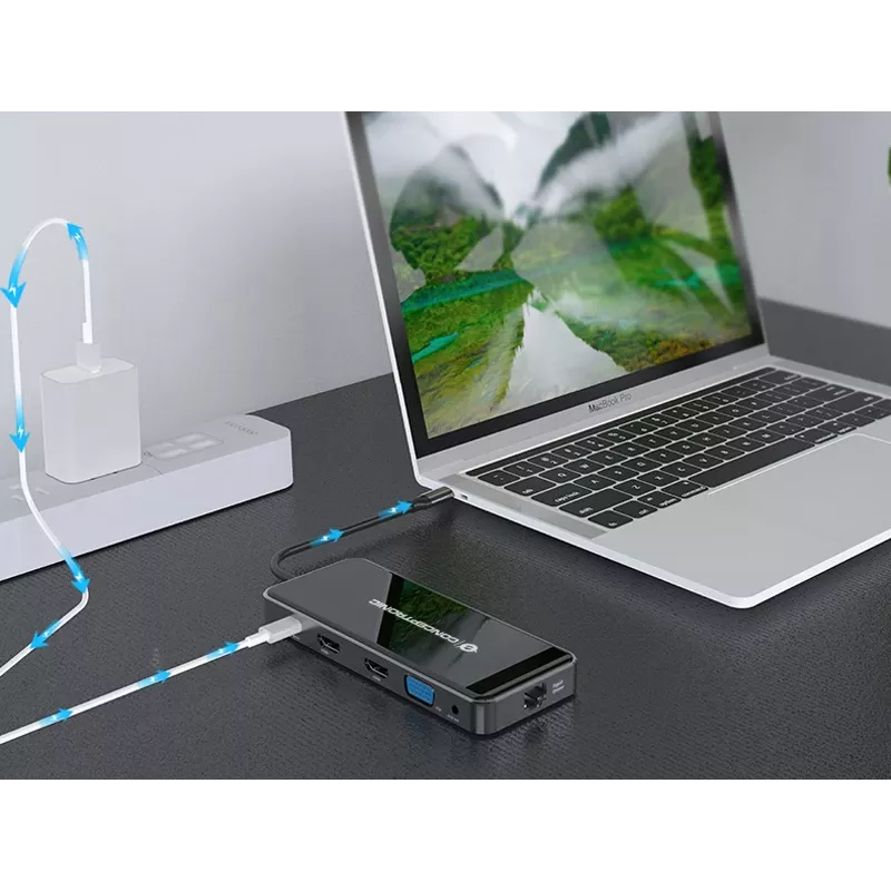 Dock para portátil/replicador de portas Conceptronic DONN15G com fios USB 3.2 Gen 1 (3.1 Gen 1) Type-C cinzento