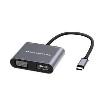 Conceptronic DONN16G com fios USB 3.2 Gen 1 Type-C cinzento 100W 4K Ultra HD