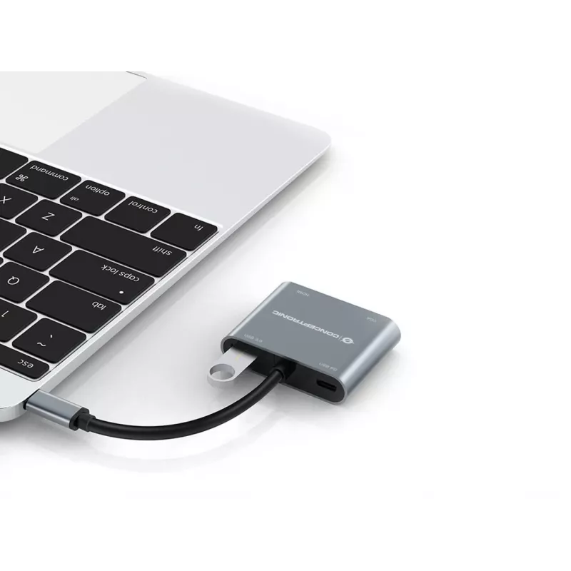 Conceptronic DONN16G com fios USB 3.2 Gen 1 Type-C cinzento 100W 4K Ultra HD