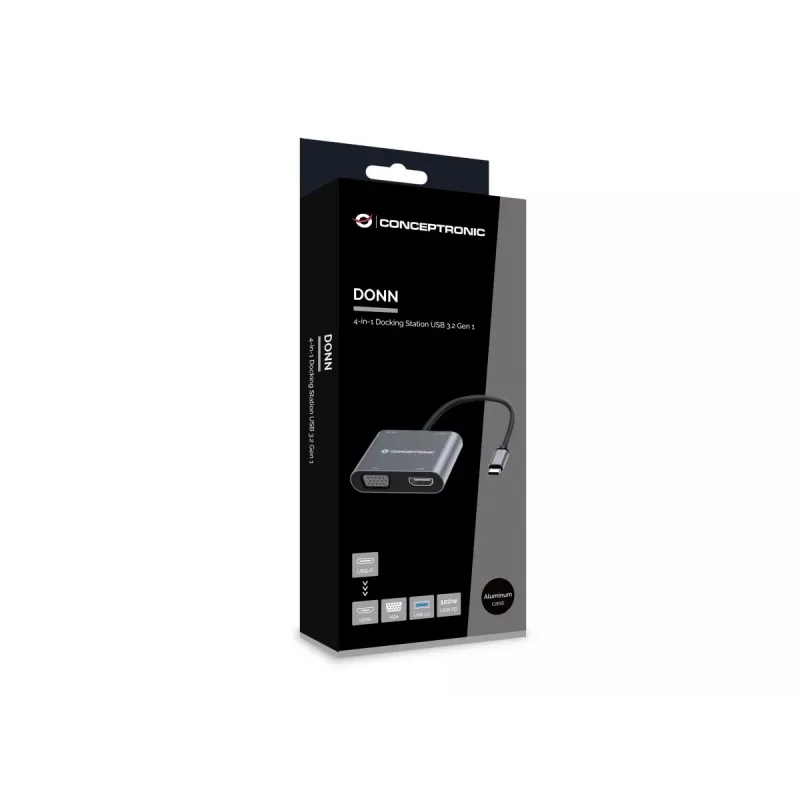 Conceptronic DONN16G com fios USB 3.2 Gen 1 Type-C cinzento 100W 4K Ultra HD