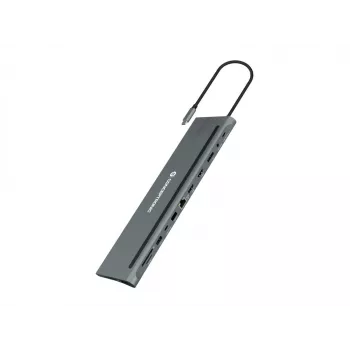 Dock para portátil/replicador de portas Conceptronic DONN17G com fios USB 3.2 Gen 1 (3.1 Gen 1) Type-C cinzento